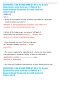 NURSING 106 FUNDAMENTALS P1 Exam Questions and Answers Rated A&plus; Guaranteed Success Latest Update 2022&sol;2023