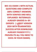 BIO 151 EXAM 1 WITH ACTUAL  QUESTIONS AND COMPLETE 100&percnt; CORRECT ANSWERS WITH VERIFIED AND WELL EXPLAINED  RATIONALES   ALREADY GRADED A&plus; BY EXPERTS  &vert; LATEST VERSION 2024 WITH GUARANTEED SUCCESS AFTER DOWNLOAD  ALREADY PASSED&excl;&excl;&excl;&excl;&excl;&excl;&excl; &lpar; PROVEN ITS ALL YOU N