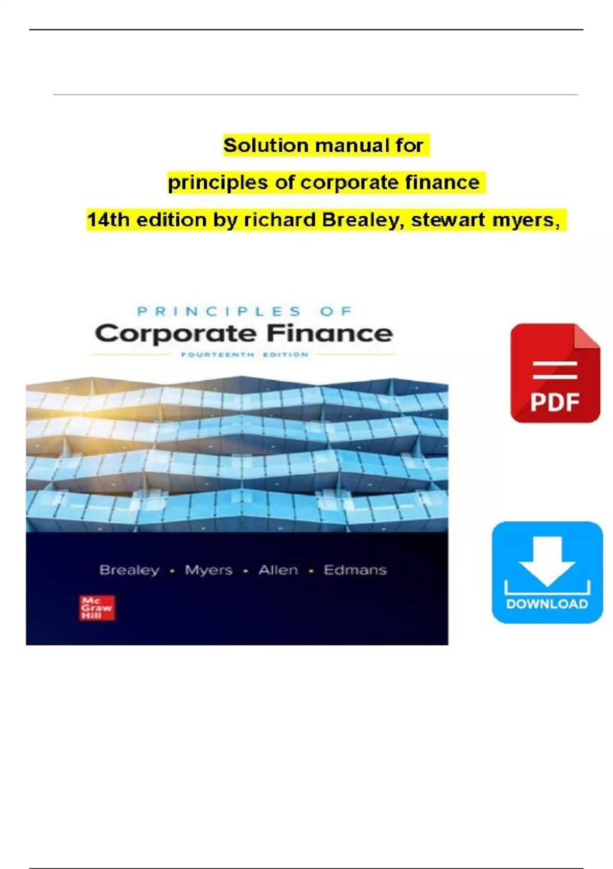 Solution Manual for Principles of Corporate Finance 14th Edition by ...