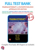 Test Banks For Pharmacotherapy: A Pathophysiologic Approach 10th Edition by Joseph T. DiPiro; Robert L. Talbert; Gary C. Yee; Gary R. Matzke; Barbara G. Wells; L. Michael Posey, 9781259587481, Chapter 1-16 Complete Guide