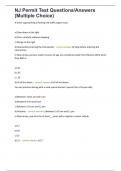 NJ Permit Test 200&plus; Questions and 100&percnt; verified Answers &lpar;Multiple Choice&rpar;