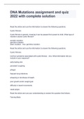 DNA Mutations assignment and quiz 2022 with complete solution
