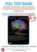 Test Bank For Anatomy and Physiology 9th Edition by Kevin Patton 9780323341394 Chapter 1-48 Complete Guide &period; 
