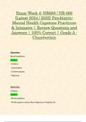 Midterm Exam Week 1 - 4&colon; NR668 &sol; NR 668 Psychiatric-Mental Health Capstone Practicum & Intensive Exam &lpar;Latest 2024 &sol; 2025 Updates STUDY BUNDLE WITH COMPLETE SOLUTIONS&rpar; &vert; 100&percnt; Correct &vert; Grade A - Chamberlain