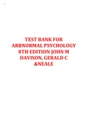 TEST BANK FOR ARBNORMAL PSYCHOLOGY 8TH EDITION JOHN M  DAVISON, GERALD C  &NEALE
