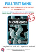 Test Bank for Prescott's Microbiology 11th Edition By Joanne Willey Chapter 1-43 Complete Guide A+