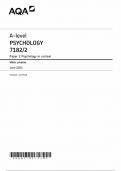 AQA A LEVEL PSYCHOLOGY PAPER 2 &lpar;7182&sol;2&rpar; MARK SCHEME