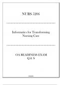 NURS 5206 OA Readiness Exam Q & S &lpar;WGU&rpar; - &lpar; Informatics for Transforming Nursing Care