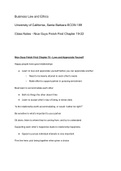 UCSB ECON 189 Business Law and Ethics: Nice Guys Finish First Chapter 19-22 Class Notes