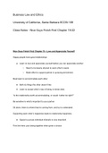 UCSB ECON 189 Business Law and Ethics&colon; Nice Guys Finish First Chapter 19-22 Class Notes