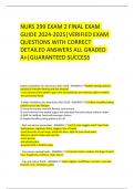 NURS 299 EXAM 2 FINAL EXAM GUIDE 2024-2025&vert;VERIFIED EXAM QUESTIONS WITH CORRECT DETAILED ANSWERS ALL GRADED A&plus;&vert;GUARANTEED SUCCESS