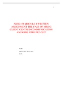 NUR2158 MODULE 8 WRITTEN ASSIGNMENT THE CASE OF MRS G CLIENT CENTRED COMMUNICATION ANSWERS UPDATED 2022