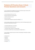 Pediatric ATI Practice Exam 3 &lpar;final&rpar; Precise Questions and answers