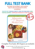 Test bank for Maternity and Women's Health Care 11th Edition by Deitra Lowdermilk 9780323169189 Chapter 1-37 Complete Guide.