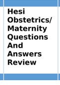 Hesi Obstetrics/ Maternity Questions And Answers Review | Verified by Expert Answers
