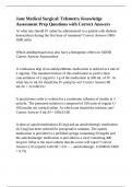 Jane Medical Surgical&sol; Telemetry Knowledge Assessment Prep Questions with Correct Answers
