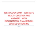  NR 509 APEA EXAM – WOMEN’S HEALTH QUESTION AND ANSWERS   WITH EXPLANATIONS. CHAMBERLAIN COLLEGE OF NURSING