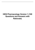 HESI Pharmacology Version 1 Questions and answers