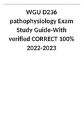 WGU D236 pathophysiology Exam Study Guide-With verified CORRECT 100% 2022-2023.