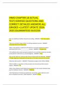 IHMO CHAPTER 18 ACTUAL  TEST&vert;VERIFIED QUESTIONS AND CORRECT DETAILED ANSWERS ALL GRADED &plus;&vert;LATEST UPDATE 2024-2025&vert;GUARANTEED SUCCESS