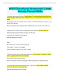 WGU Educational Assessment Latest&comma; Already Passed Q&As
