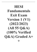 HESI Fundamentals Exit Exam Version 1 (V1) (2022/2023)  (All 55 Q&A) (100% Verified Q&A) Graded A++