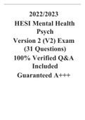 2022/2023 HESI Mental Health Psych Version 2 (V2) Exam  (31 Questions) 100% Verified Q&A Included Guaranteed A+++