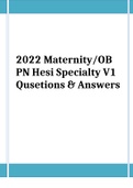 2022 Maternity/OB PN Hesi Specialty V1 Qusetions & Answers | Graded A
