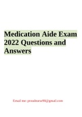 MEDICATION AIDE EXAM QUESTIONS AND ANSWERS 2023 COMPLETE SOLUTION &vert; Medication Aide Exam 2023 Questions and Answers &vert; Medication Aide quizzes and tests from all units Over 250 Questions and Answers 2023&sol;2024 Graded 100&percnt; &vert; Certified Medication Aide Latest 