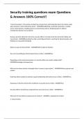 Security training questions exam Questions & Answers 100&percnt; Correct&excl;&excl;