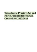 Texas Nurse Practice Act and Nurse Jurisprudence Exam Created for 2022/2023