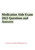 Medication Aide Exam 2022 Questions and Answers