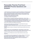 Personality Theories Final Exam 2022&sol;2023 Practice Questions and Answers