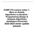 COMBINED MATERIAL S FOR COMP 372  Design & Analysis  Algorithms(several types of basic Algorithms ) Athabasca University winter 2022-2023 prep solutions with guiding lecture notes