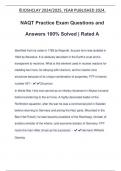 NAQT Practice Exam Questions and Answers 100&percnt; Solved &vert; Rated A
