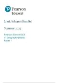 Pearson Edexcel GCE  In Geography &lpar;9GE0&rpar;  Paper 1 mark scheme June 2025