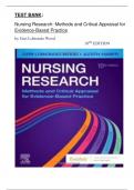 TEST BANK&colon; Nursing Research&colon; Methods and Critical Appraisal for Evidence-Based Practice  by Geri Lobiondo Wood 10TH EDITION&vert;&vert;NEWST EDITION