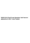 NRNP 6531 Final Exam Questions And Answers alphabetical A&comma;B&comma;C Latest Update&comma; NRNP 6531 WEEK 3 KNOWLEDGE CHECK WITH 100&percnt; VERIFIED QUESTIONS & NRNP 6531 Week 10 Knowledge Check&semi; Musculoskeletal Conditions and Neurologic Conditions&period;