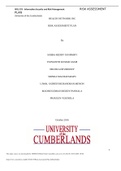 ISOL 533 - Information Security and Risk Management RISK ASSESSMENT PLAN University of the Cumberlands HEALTH NETWORK INC RISK ASSESSMENT PLAN