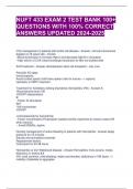 NUFT 433 EXAM 2 TEST BANK 100&plus; QUESTIONS WITH 100&percnt; CORRECT ANSWERS UPDATED 2024-2025 