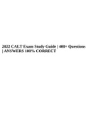 2022 CALT Exam Study Guide | 400+ Questions | ANSWERS 100% CORRECT.