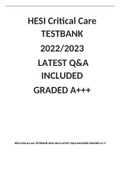 HESI Critical Care TESTBANK 2022-2023 LATEST Q&A INCLUDED GRADED A+++