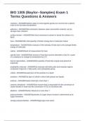 BIO 1305 &lpar;Baylor--Samples&rpar; Exam 1 Terms Questions & Answers