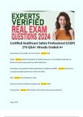 Certified Healthcare Safety Professional &lpar;CHSP&rpar; 276 Q&A&sol; Already Graded A&plus; 