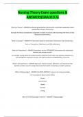 Nursing Theory Exam questions & ANSWERS&lpar;GRADED A&rpar;