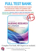 Test Bank For Nursing Research in Canada 4th Edition by Cherylyn Cameron; Geri LoBiondoWood; Judith Haber; Mina Singh 9781771720984 Chapter 1-20 Complete Guide.