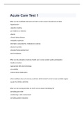 Acute Care Test 1 exam 2022&sol;2023 with 100&percnt; correct answers