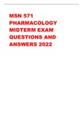 MSN 571 PHARMACOLOGY MIDTERM EXAM  QUESTIONS AND ANSWERS 2022