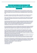 CON 200 BUSINESS DECISIONS FOR CONTRACTING QUESTIONS WITH CORRECT ANSWERS