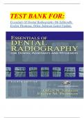TEST BANK FOR&colon; Essentials Of Dental Radiography 8th Edition By Evelyn Thomson&comma; Orlen Johnson Latest Update&period;